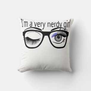 Cojín Decorativo Soy un Chica muy Nerdy con Sombra de Ojos Periwink
