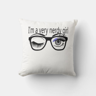 Cojín Decorativo Soy un Chica muy Nerdy con Sombra de Ojos Periwink