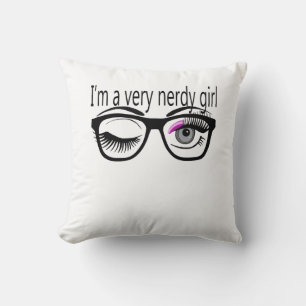 Cojín Decorativo Soy un Chica muy nervioso con sombra de ojos rosad