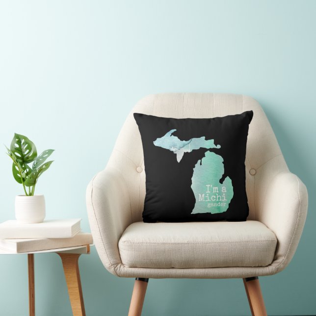 Cojín Decorativo Soy un Michigander Michigan Silhouette (Silla)