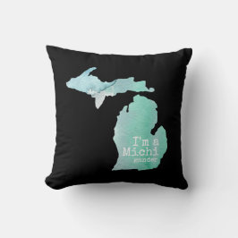 Cojín Decorativo Soy un Michigander Michigan Silhouette