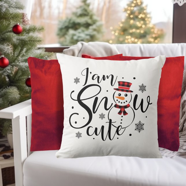Cojín Decorativo Soy un muñeco de nieve lindo invierno (I am Snow Cute Winter Snowman Throw Pillow)