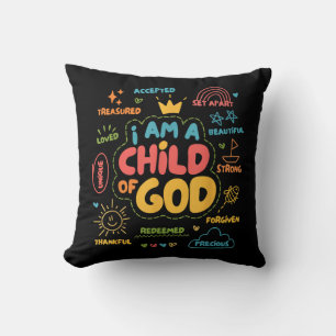 Cojín Decorativo Soy un Niño de Dios Cristiano Retro Jesús Fe De