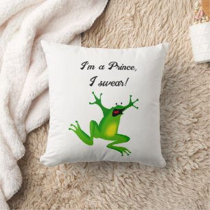 Cojín Decorativo Soy un Personalizado de Rana Verde de Prince Funny
