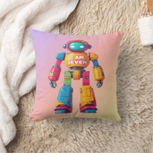 Cojín Decorativo Soy un robot de siete años para niños Robot de sép