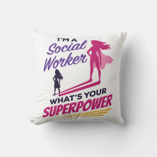 Cojín Decorativo Soy un trabajador social ¿Cuál es tu superpoder?