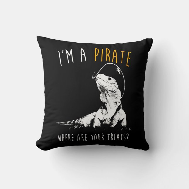 Cojín Decorativo Soy una iguana pirata (Anverso)