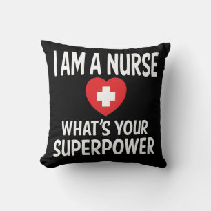 Cojín Decorativo Soy una superenfermera, enfermera RN, LPN, negra