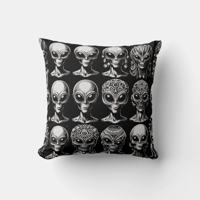 Cojín Decorativo Space Alien Head Extraterrestre Sci Fi (Anverso)