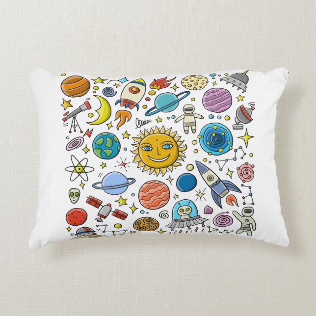 Cojín Decorativo Space Background. Planets of the solar system. Roc (Anverso)