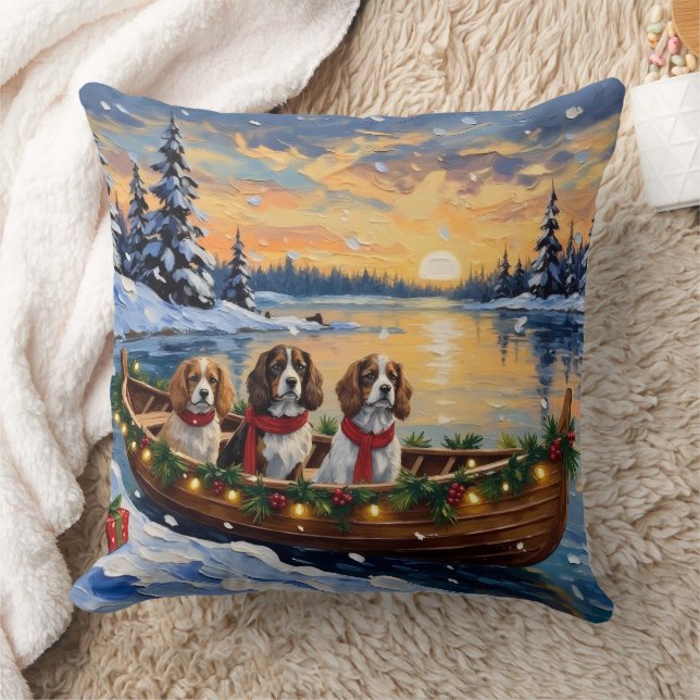 Cojín Decorativo Spaniel Cavalier King Charles Navidad Barco (Manta)