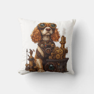Cojín Decorativo Spaniel Steampunk � Inventor de Perros Victoriano