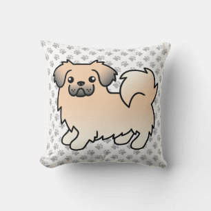 Cojín Decorativo Spaniel Tibetano de Dibujos Animados de Color Crem