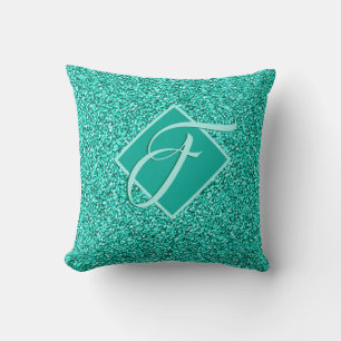 Cojín Decorativo Sparkle Glam Turquesas Glitter Monogramado