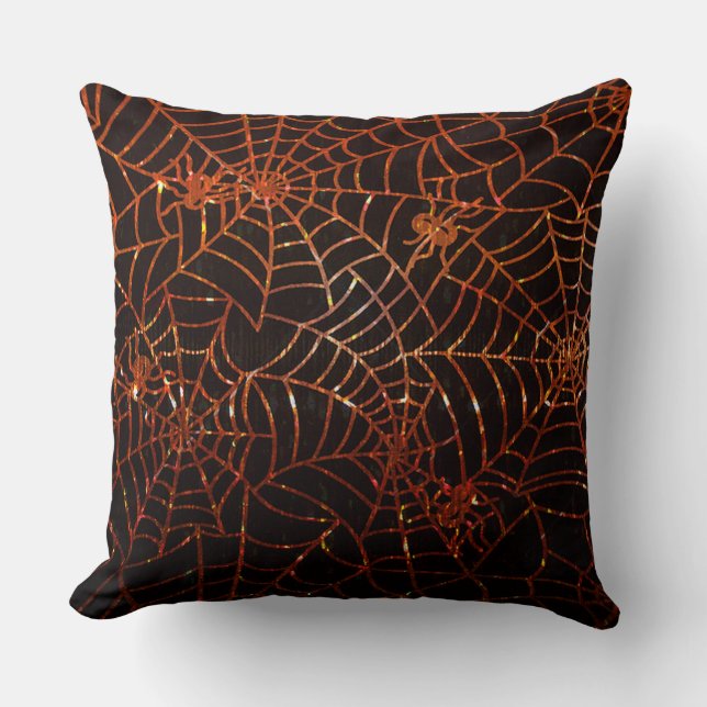 Cojín Decorativo Sparkling Naranja Spider Webs (Anverso)