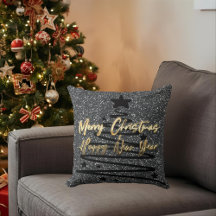 Sparkly Black Throw Pillow