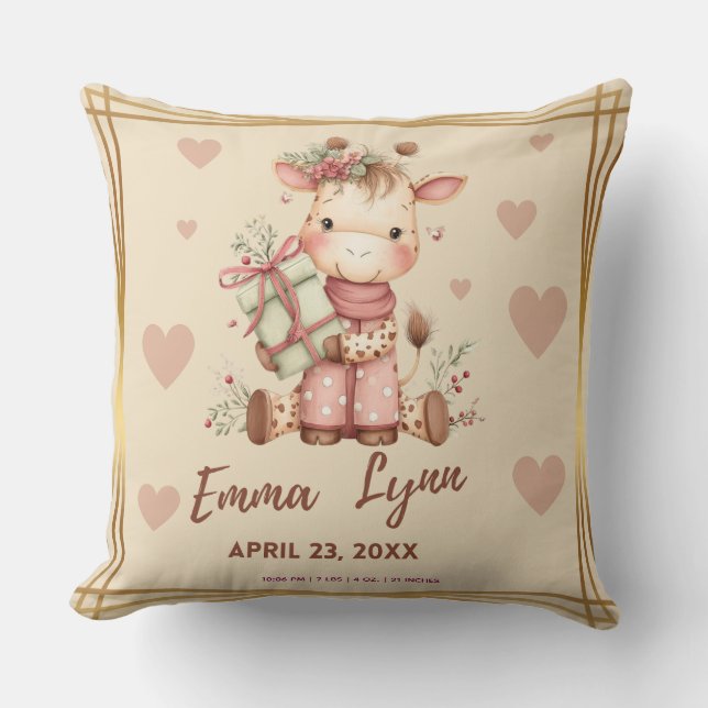 Cojín Decorativo Special Delivery Christmas Giraffe Baby Shower (Anverso)