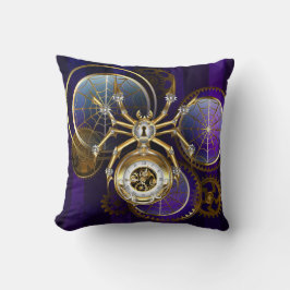 Cojín Decorativo Spider Steampunk sobre fondo morado