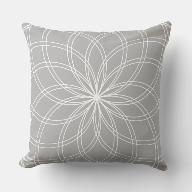 Cojín Decorativo Spiro Mandala Gris Blanco (Anverso)