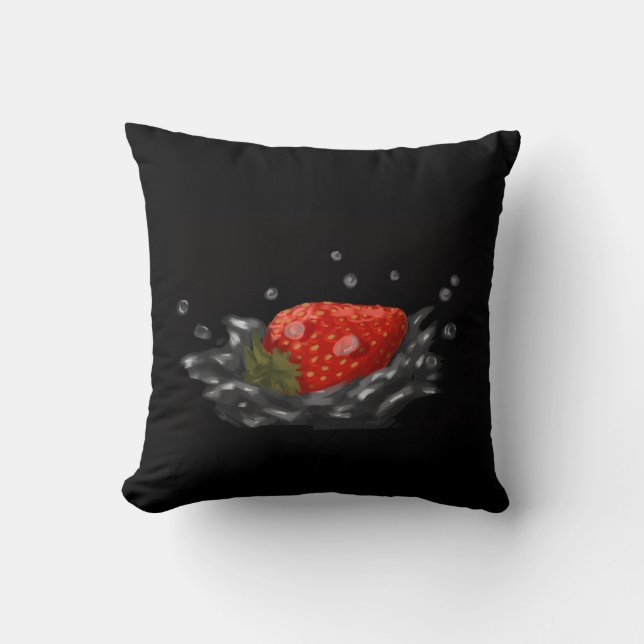 Cojín Decorativo Splashing strawberry (Anverso)