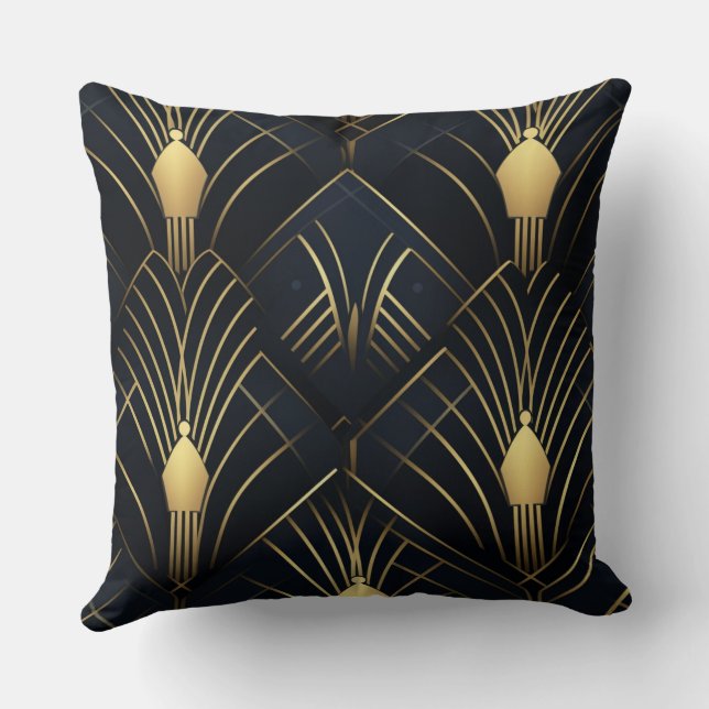 Cojín Decorativo Splendeur Nocturne - Or et Noir Art Déco (Reverso )