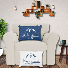 Cojín Decorativo Split Monogram Family Name Midnight Blue Frame