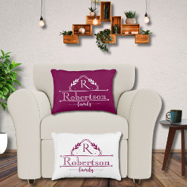 Cojín Decorativo Split Monogram Family Name Wine Frame