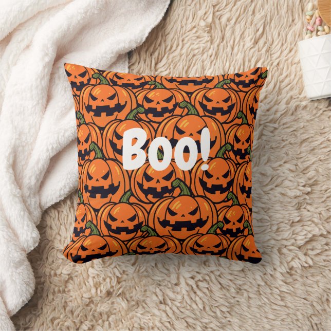 Cojín Decorativo Spooky Boo calabaza jack-o-lantern Halloween (Manta)