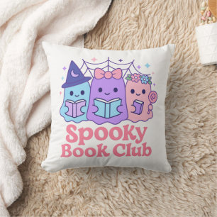 Cojín Decorativo Spooky Book Club Cute Ghost Reading
