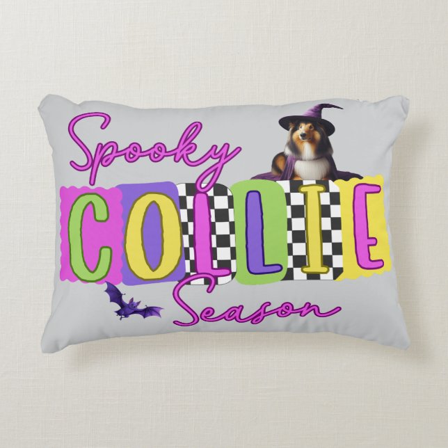 Cojín Decorativo Spooky Collie Halloween (Anverso)