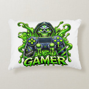 Cojín Decorativo Spooky Gaming – Controlador Fantasma de Jugador de