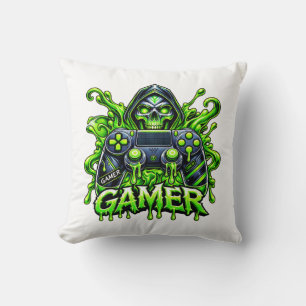 Cojín Decorativo Spooky Gaming – Controlador Fantasma de Jugador de