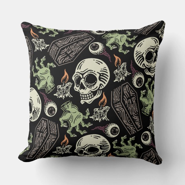 Cojín Decorativo Spooky Halloween grunge Skull diseño (Anverso)