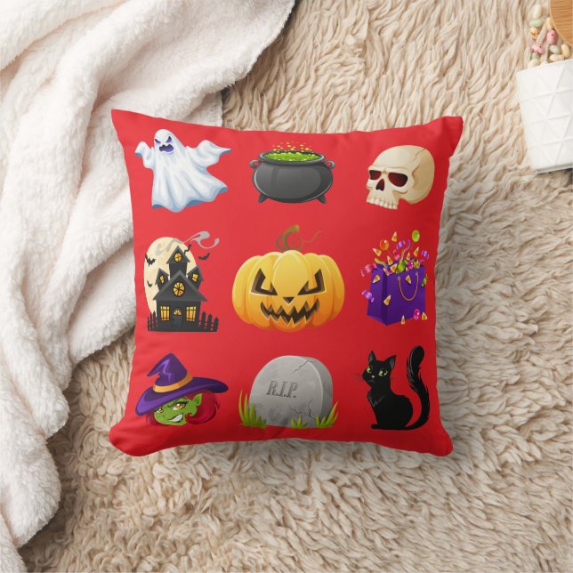 Cojín Decorativo Spooky Halloween Icons Decorative Throw Pillow (Manta)