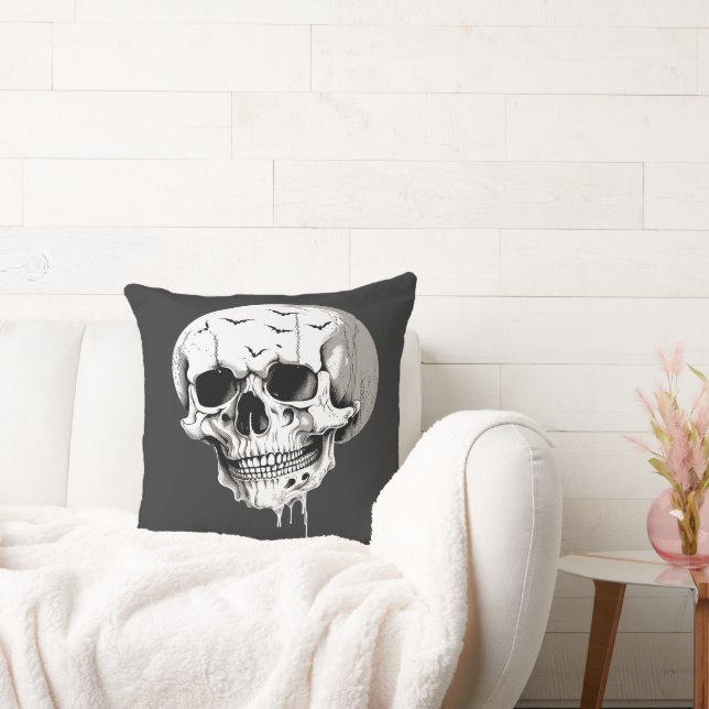 Cojín Decorativo Spooky Halloween Melting Cranium With Bat Imagery  (Sofá)