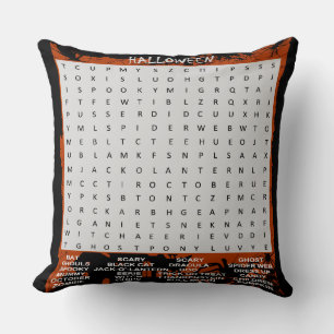 Cojín Decorativo Spooky Halloween Word Search