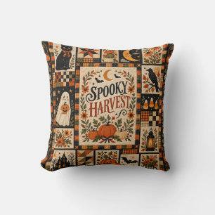 Cojín Decorativo Spooky Harvest Vintage Halloween Patchwork