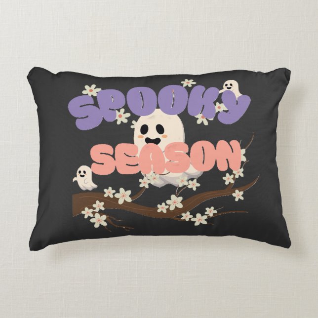 Cojín Decorativo Spooky Season ghost Halloween accent Throw Pillow (Anverso)