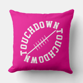 Cojín Decorativo Sporty Slant Football TOUCHDOWN On Bright Pink