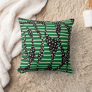 Cojín Decorativo Spots and Stripes 2 - Verde, crema y negro