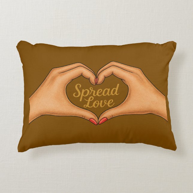 Cojín Decorativo Spread Love Heart Hands Gold Quote –Throw Pillow (Anverso)