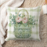 Cojín Decorativo Spring Floral Basket<br><div class="desc">Add a fresh spring touch to your home with this beautiful floral basket throw pillow. Featuring soft watercolor flowers and greenery on a classic farmhouse gingham background, this decorative pillow brings a cozy cottage style to any living room, sofa, chair, or bedroom. Perfect for spring decorating, farmhouse home decor, garden...</div>