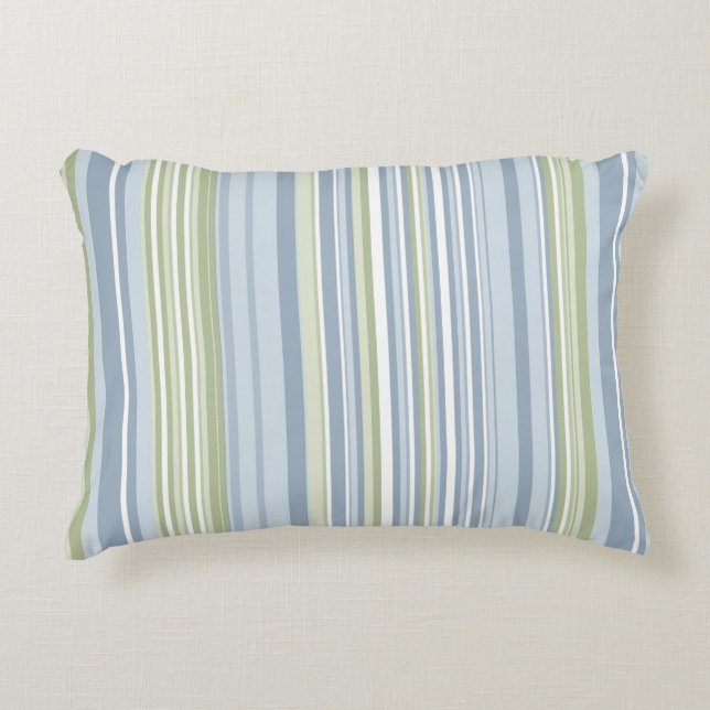 Cojín Decorativo Spring Rain and Tropical Blue Stripes (Anverso)