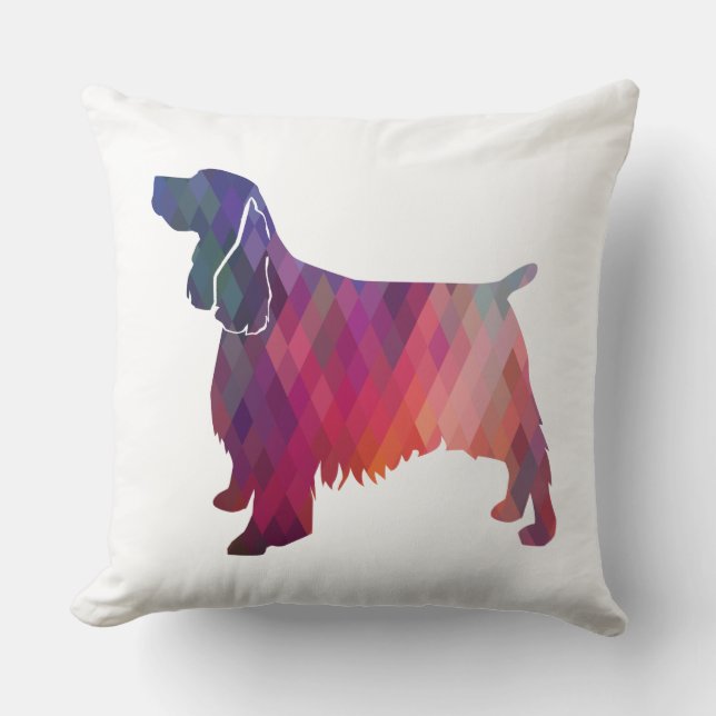 Cojín Decorativo Springer Spaniel Dog Geométrica Silhouette Purple (Anverso)