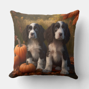 Cojín Decorativo Springer Spaniel Puppy Autumn Delight Pumpkin