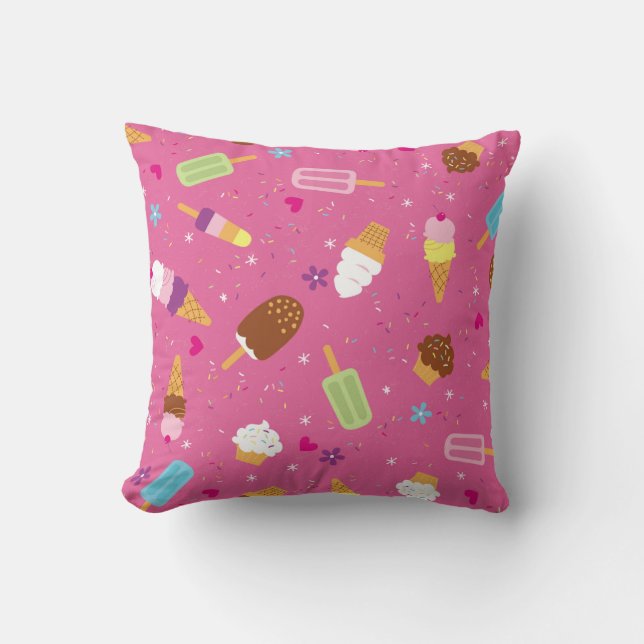 Cojín Decorativo Sprinkles, cupcakes, ice cream, and popsicles scat (Anverso)