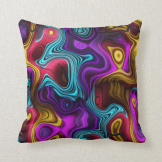 Cojín Decorativo Square Swirls Morado Verde azulado Oro Amarillo Ro