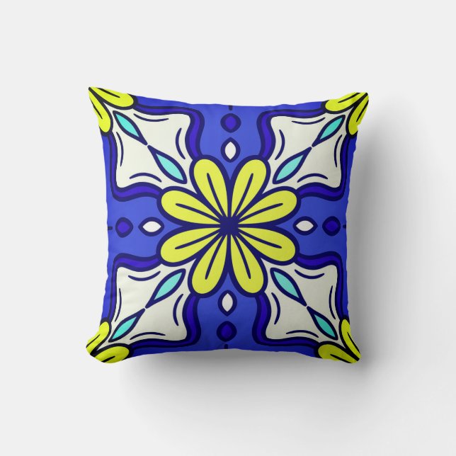 Cojín Decorativo Square Throw Pillow with Yellow Flowers (Anverso)
