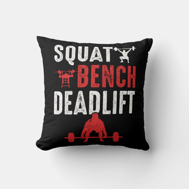 Cojín Decorativo Squat Bench Deadlift Gym Workup (Anverso)
