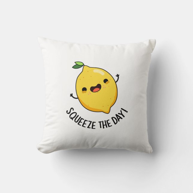 Cojín Decorativo Squeeze The Day Funny Lemon Pun (Anverso)